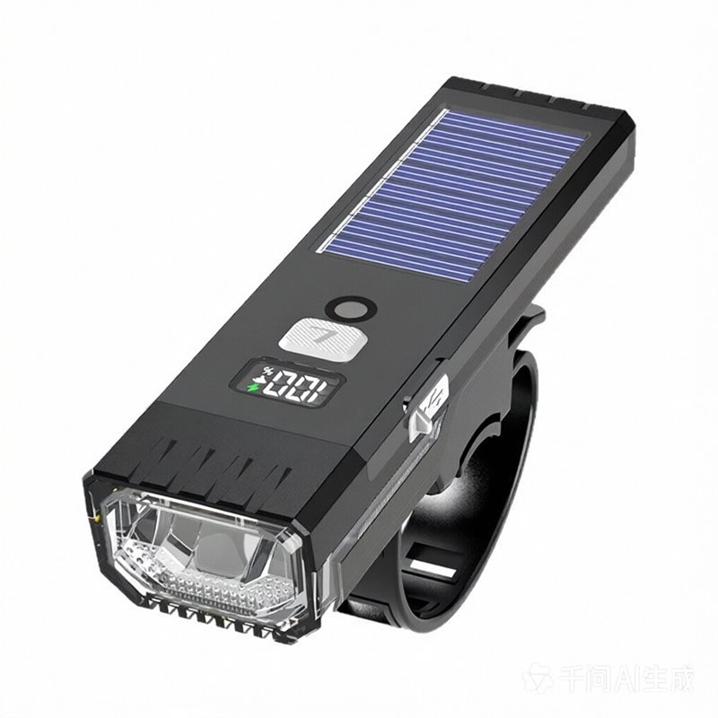 Commuting With Road Bike - ABVL-zonne-aangedreven fietslamp met LCD-display voor nachtelijke