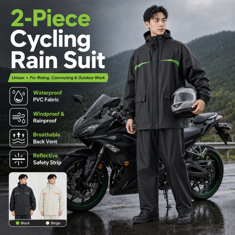 Cycling Commuter Rain Jacket - Unisex 2-delige waterdichte fietsregenpak – jas