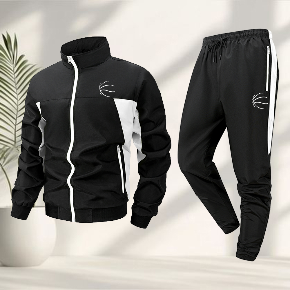 Cycling Commute Jacket - Creatief basketbal-gestreept casual sportpak voor heren,